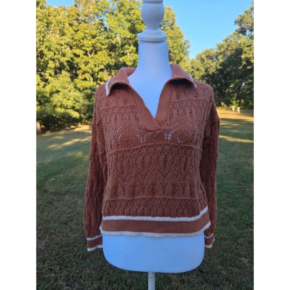 Universal Thread Knit Polo Sweater Collared Neck Small